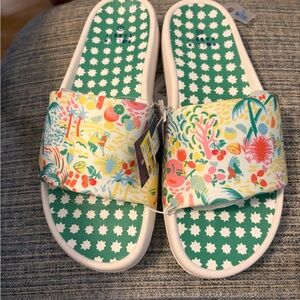 Colorful Tropical Print Sandals - Green & Multicolor size 9 / 10 by Rabbit NWT